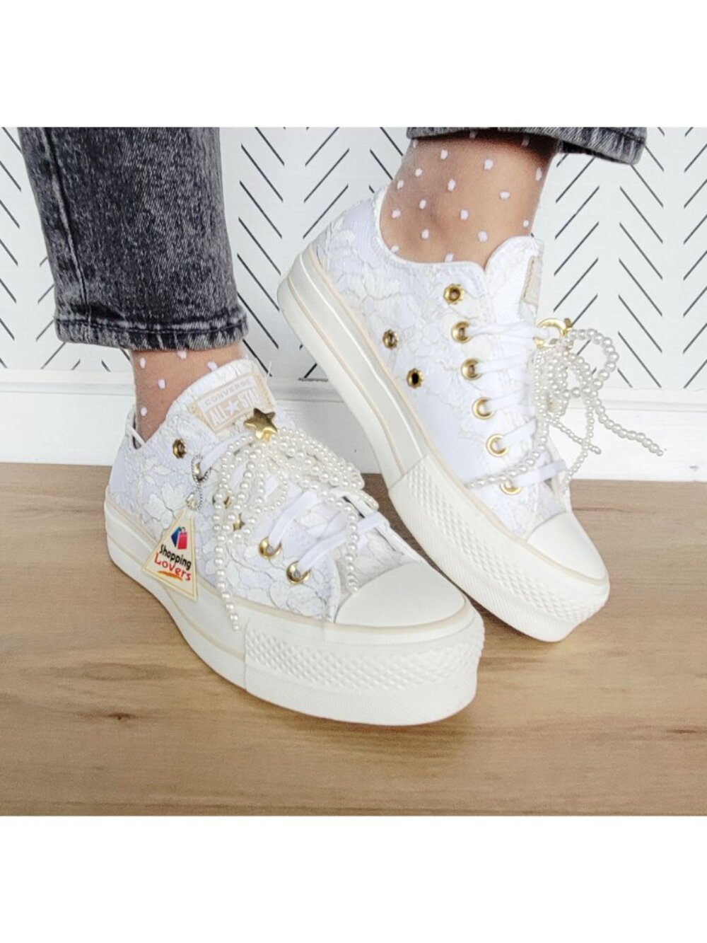 Converse Chuck Taylor Platform Pearls Lace 8.5 Women Shoes Party Sneaker A15197C - Picture 3 of 16
